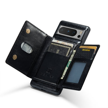 For Google Pixel 8 Pro DG.MING M3 Series Glitter Powder Card Bag Leather Case(Black) - Google Cases by DG.MING | Online Shopping UK | buy2fix