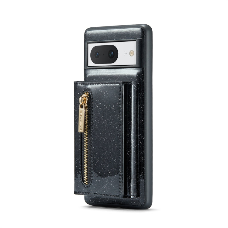 For Google Pixel 8 DG.MING M3 Series Glitter Powder Card Bag Leather Case(Black) - Google Cases by DG.MING | Online Shopping UK | buy2fix