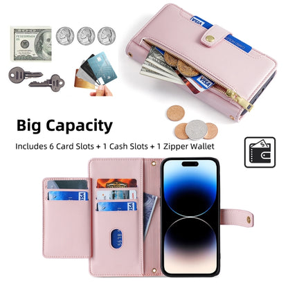 For iPhone 14 Pro Max Sheep Texture Cross-body Zipper Wallet Leather Phone Case(Grey) - iPhone 14 Pro Max Cases by buy2fix | Online Shopping UK | buy2fix
