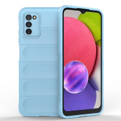 For Samsung Galaxy A03s India Version Magic Shield TPU + Flannel Phone Case(Light Blue) by buy2fix