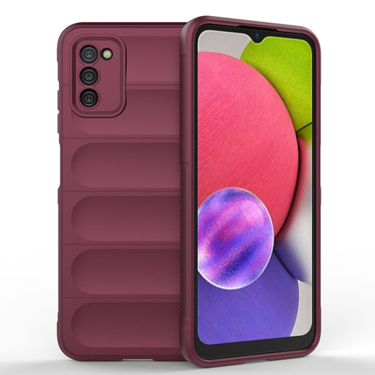 For Samsung Galaxy A03s India Version Magic Shield TPU + Flannel Phone Case(Wine Red)