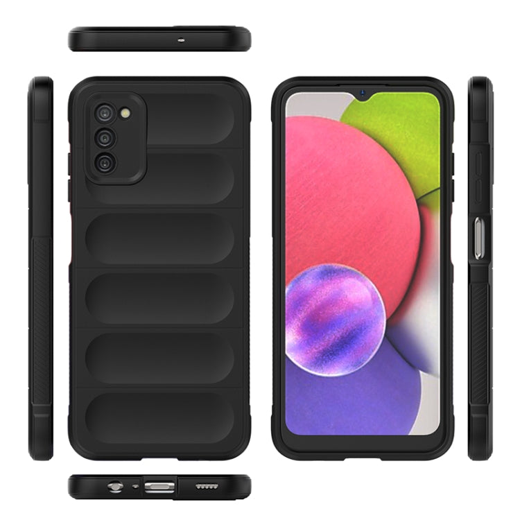 For Samsung Galaxy A03s India Version Magic Shield TPU + Flannel Phone Case(Light Blue) by buy2fix