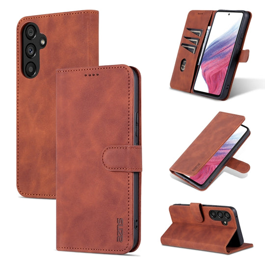 For Samsung Galaxy A34 5G AZNS Skin Feel Calf Texture Flip Leather Phone Case(Brown)