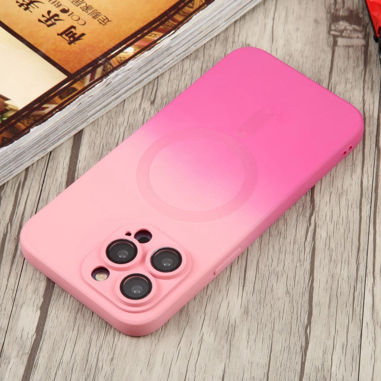 For iPhone 14 Liquid TPU Silicone Gradient MagSafe Phone Case(Pink Red) by buy2fix