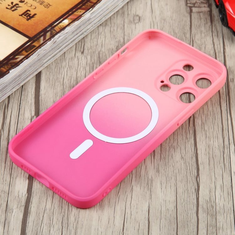 For iPhone 14 Liquid TPU Silicone Gradient MagSafe Phone Case(Pink Red) by buy2fix