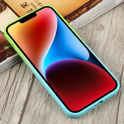 For iPhone 14 Liquid TPU Silicone Gradient MagSafe Phone Case(Cyan Blue) by buy2fix