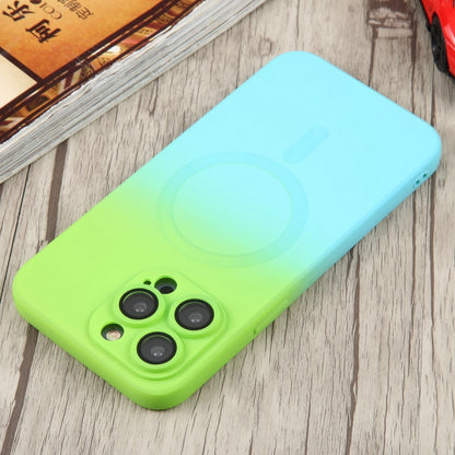 For iPhone 14 Liquid TPU Silicone Gradient MagSafe Phone Case(Cyan Blue) by buy2fix