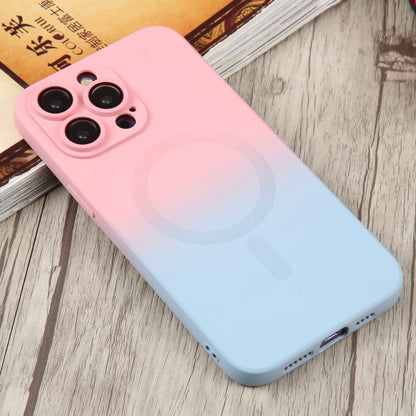 For iPhone 14 Liquid TPU Silicone Gradient MagSafe Phone Case(Pink Blue) by buy2fix