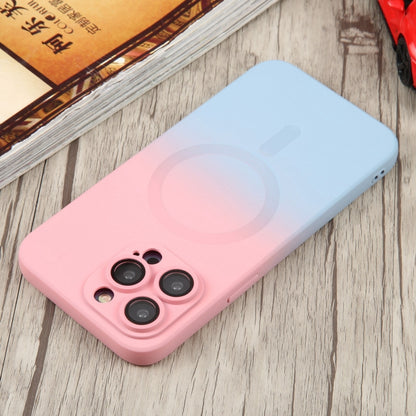 For iPhone 14 Liquid TPU Silicone Gradient MagSafe Phone Case(Pink Blue) by buy2fix