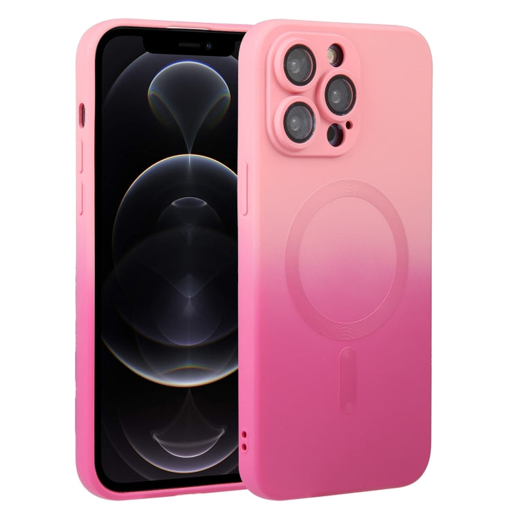 For iPhone 12 Pro Liquid TPU Silicone Gradient MagSafe Phone Case(Pink Red) by buy2fix