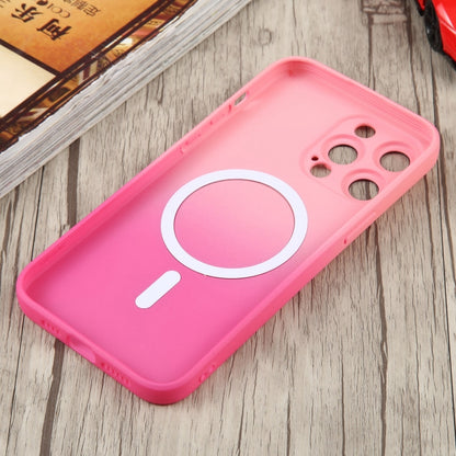 For iPhone 12 Pro Liquid TPU Silicone Gradient MagSafe Phone Case(Pink Red) by buy2fix