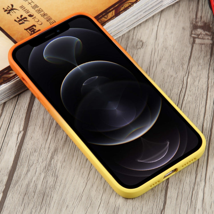 For iPhone 12 Pro Liquid TPU Silicone Gradient MagSafe Phone Case(Orange Yellow) by buy2fix