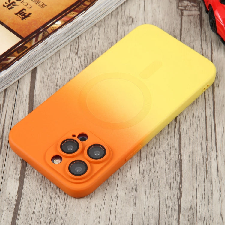 For iPhone 12 Pro Liquid TPU Silicone Gradient MagSafe Phone Case(Orange Yellow) by buy2fix