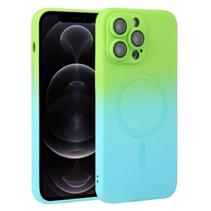 For iPhone 12 Pro Liquid TPU Silicone Gradient MagSafe Phone Case(Cyan Blue) by buy2fix