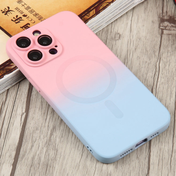 For iPhone 12 Pro Liquid TPU Silicone Gradient MagSafe Phone Case(Pink Blue) by buy2fix