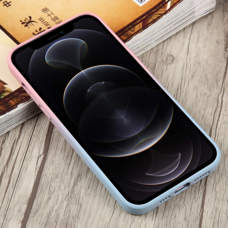 For iPhone 12 Pro Liquid TPU Silicone Gradient MagSafe Phone Case(Pink Blue) by buy2fix