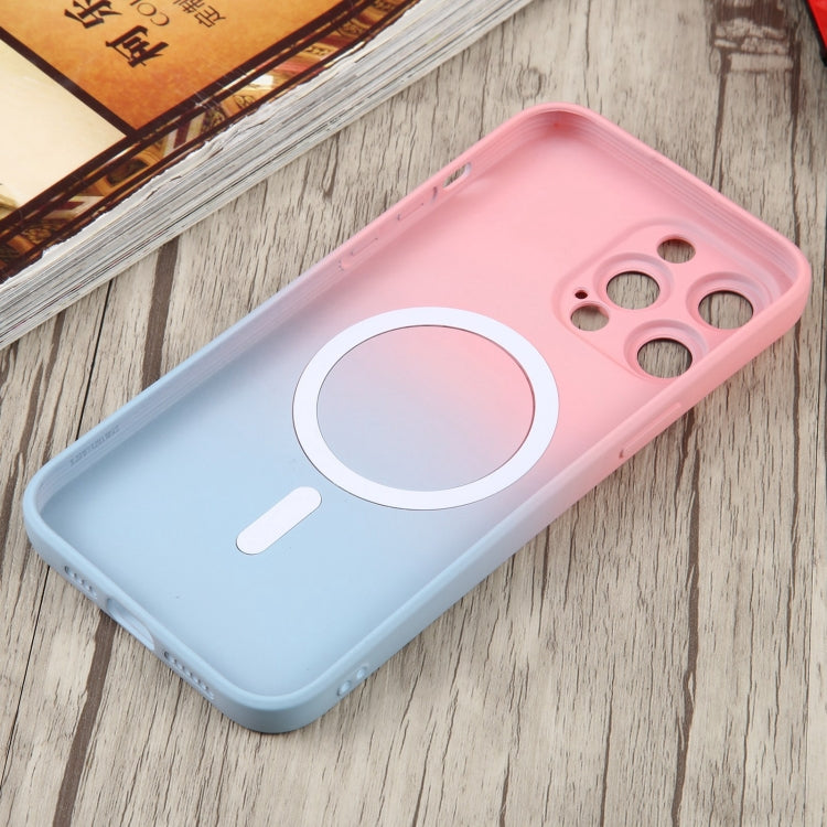 For iPhone 12 Pro Liquid TPU Silicone Gradient MagSafe Phone Case(Pink Blue) by buy2fix