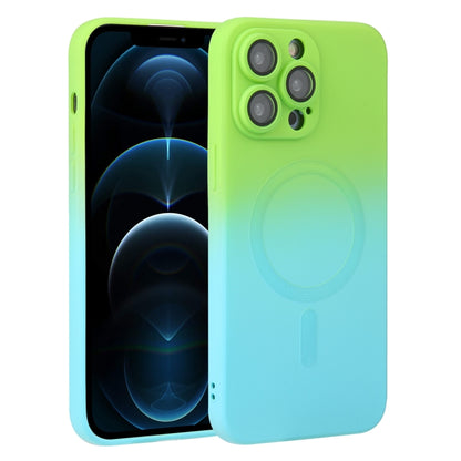 For iPhone 12 Pro Max Liquid TPU Silicone Gradient MagSafe Phone Case(Cyan Blue) by buy2fix