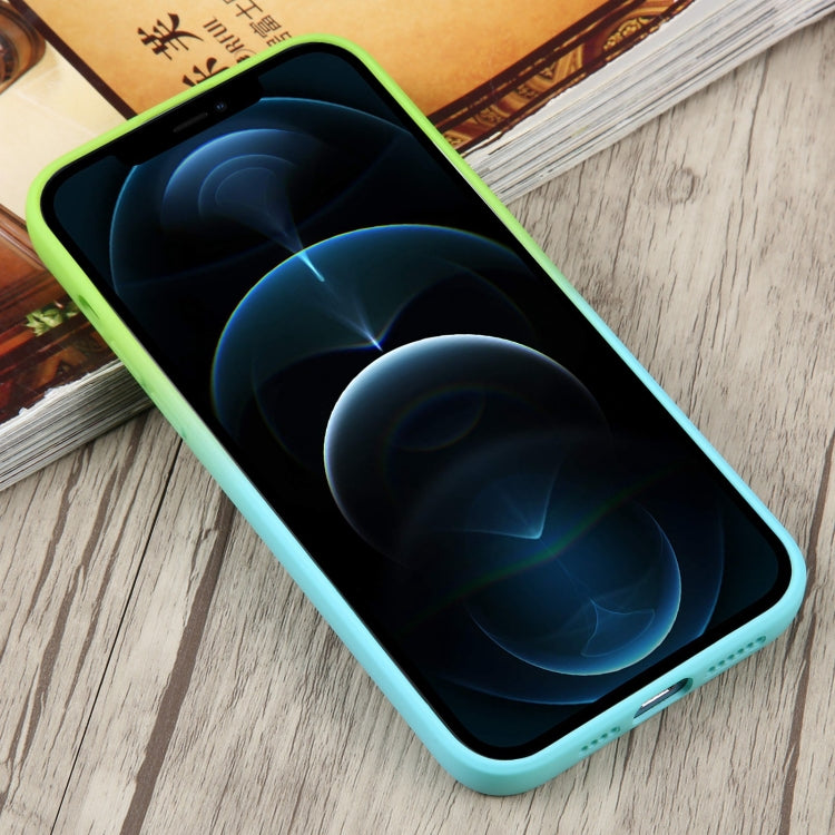 For iPhone 12 Pro Max Liquid TPU Silicone Gradient MagSafe Phone Case(Cyan Blue) by buy2fix
