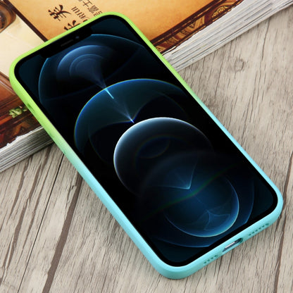 For iPhone 12 Pro Max Liquid TPU Silicone Gradient MagSafe Phone Case(Cyan Blue) by buy2fix