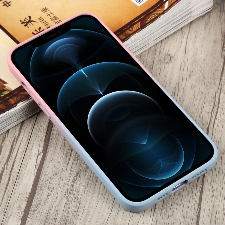 For iPhone 12 Pro Max Liquid TPU Silicone Gradient MagSafe Phone Case(Pink Blue) by buy2fix