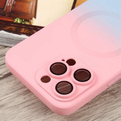 For iPhone 12 Pro Max Liquid TPU Silicone Gradient MagSafe Phone Case(Pink Blue) by buy2fix