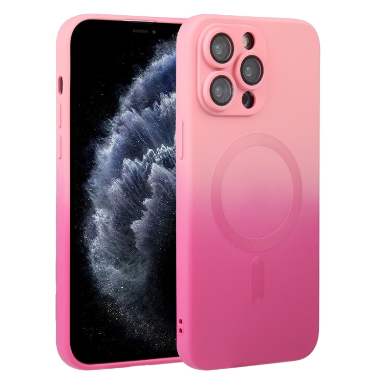 For iPhone 11 Pro Max Liquid TPU Silicone Gradient MagSafe Phone Case(Pink Red) by buy2fix