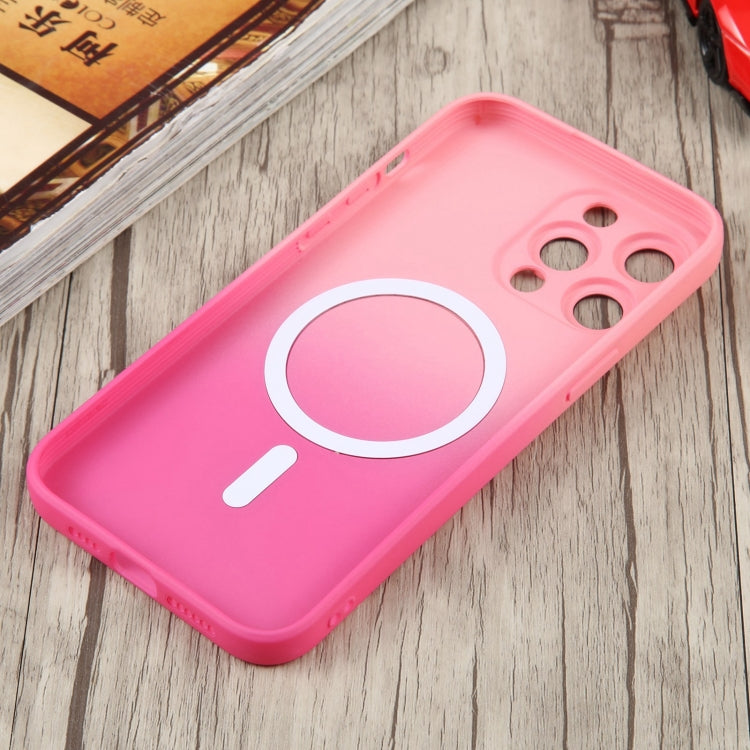 For iPhone 11 Pro Max Liquid TPU Silicone Gradient MagSafe Phone Case(Pink Red) by buy2fix
