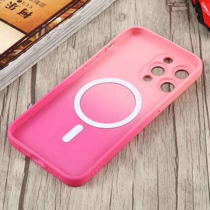 For iPhone 11 Pro Max Liquid TPU Silicone Gradient MagSafe Phone Case(Pink Red) by buy2fix