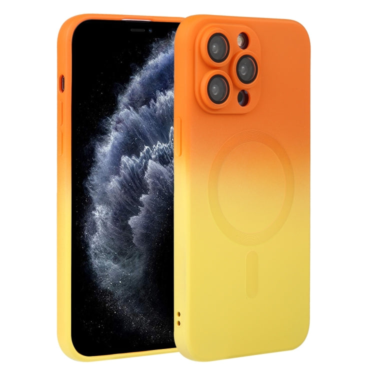 For iPhone 11 Pro Max Liquid TPU Silicone Gradient MagSafe Phone Case(Orange Yellow) by buy2fix