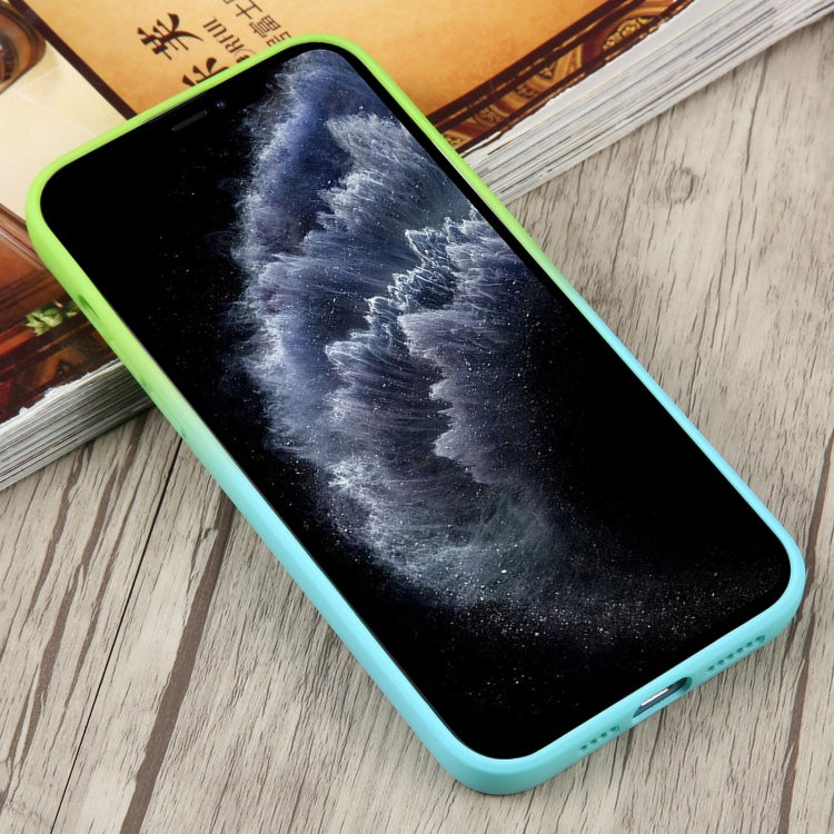 For iPhone 11 Pro Max Liquid TPU Silicone Gradient MagSafe Phone Case(Cyan Blue) by buy2fix
