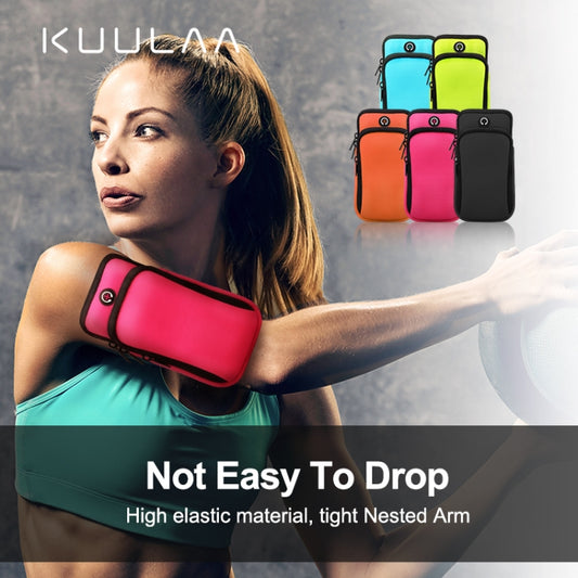 For Smart Phones Below 6.0 inch Zipper Double Pocket Multi Function Sports Arm Bag with Earphone Hole(Pink) - 5.5~6.5 inch by buy2fix | Online Shopping UK | buy2fix