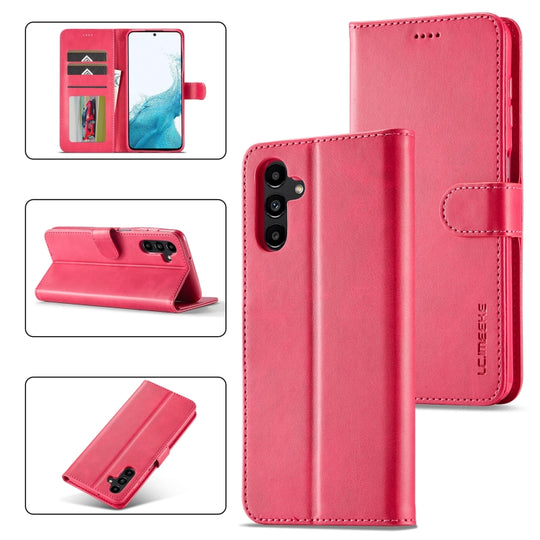 For Samsung Galaxy A34 5G LC.IMEEKE Calf Texture Leather Phone Case(Red)