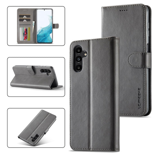 For Samsung Galaxy A34 5G LC.IMEEKE Calf Texture Leather Phone Case(Grey)