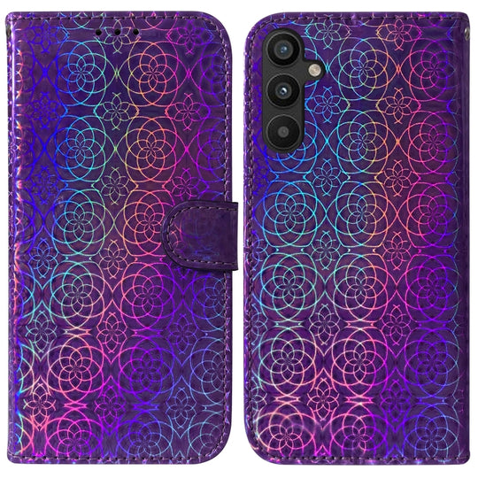 For Samsung Galaxy A34 5G Colorful Magnetic Buckle Leather Phone Case(Purple)
