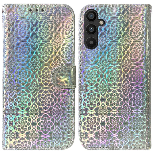 For Samsung Galaxy A34 5G Colorful Magnetic Buckle Leather Phone Case(Silver)