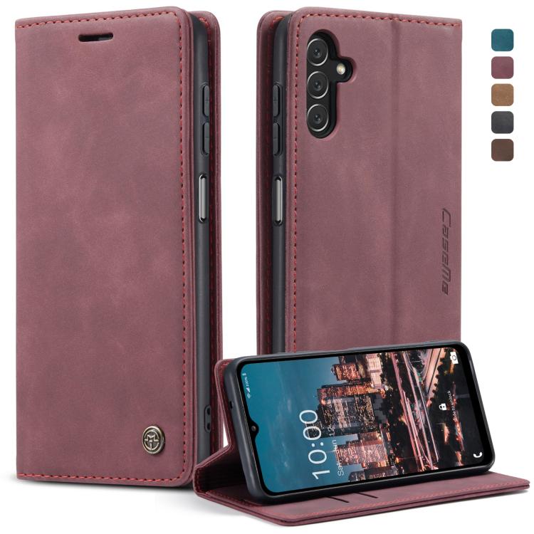 For Samsung Galaxy A14 5G CaseMe 013 Multifunctional Horizontal Flip Leather Phone Case(Wine Red) by CaseMe