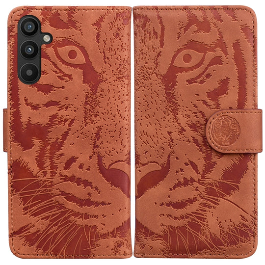 For Samsung Galaxy A54 5G Tiger Embossing Pattern Flip Leather Phone Case(Brown)