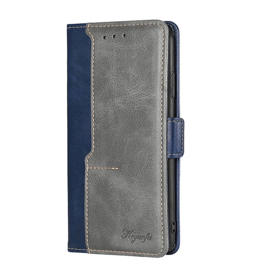 For OnePlus 11 Contrast Color Side Buckle Leather Phone Case(Blue + Grey) - OnePlus Cases by buy2fix | Online Shopping UK | buy2fix