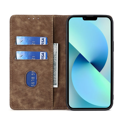 For OnePlus 11 RFID Anti-theft Brush Magnetic Leather Phone Case(Brown) - OnePlus Cases by buy2fix | Online Shopping UK | buy2fix