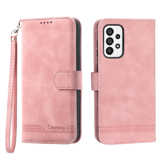 For Samsung Galaxy A73 Dierfeng Dream Line TPU + PU Leather Phone Case(Pink)