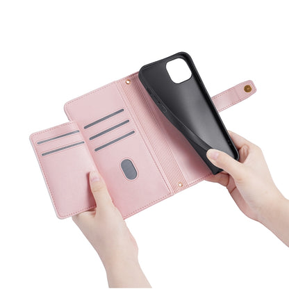 For OnePlus 11 Sheep Texture Cross-body Zipper Wallet Leather Phone Case(Pink) - OnePlus Cases by buy2fix | Online Shopping UK | buy2fix