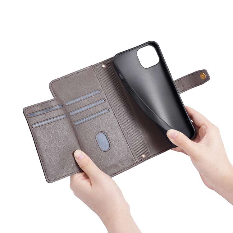 For OnePlus 11 Sheep Texture Cross-body Zipper Wallet Leather Phone Case(Grey) - OnePlus Cases by buy2fix | Online Shopping UK | buy2fix