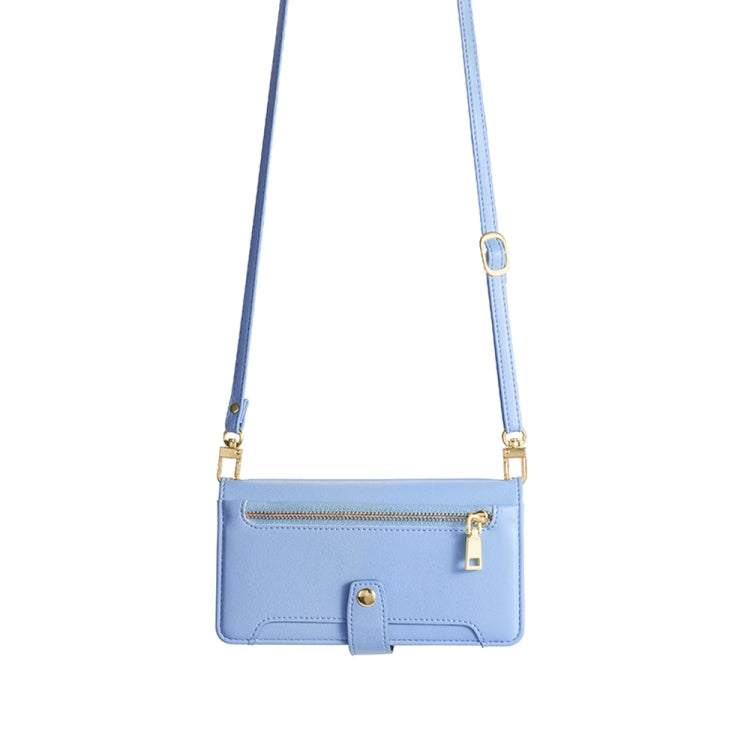 For OnePlus 11 Sheep Texture Cross-body Zipper Wallet Leather Phone Case(Blue) - OnePlus Cases by buy2fix | Online Shopping UK | buy2fix