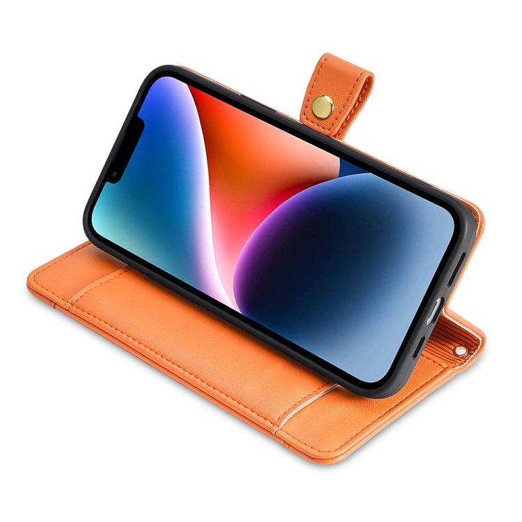 For OnePlus 11 Sheep Texture Cross-body Zipper Wallet Leather Phone Case(Orange) - OnePlus Cases by buy2fix | Online Shopping UK | buy2fix