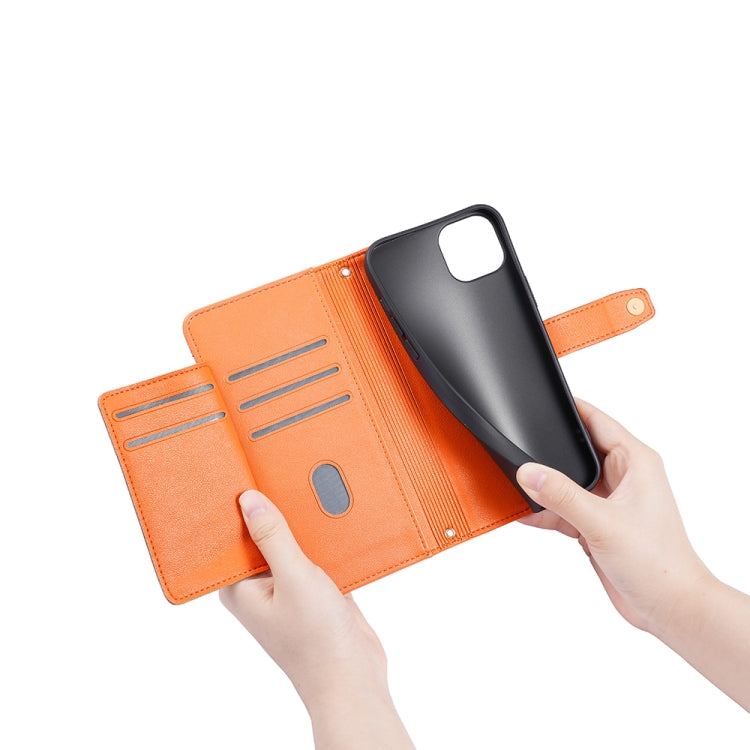 For OnePlus 11 Sheep Texture Cross-body Zipper Wallet Leather Phone Case(Orange) - OnePlus Cases by buy2fix | Online Shopping UK | buy2fix