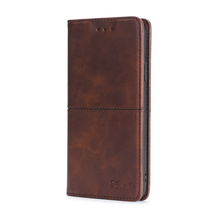 For OnePlus 11 Cow Texture Magnetic Horizontal Flip Leather Phone Case(Dark Brown) - OnePlus Cases by buy2fix | Online Shopping UK | buy2fix