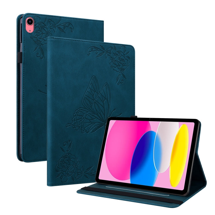 For iPad 2025 / 2022 Butterfly Flower Embossed Leather Tablet Case(Blue) - iPad 2025 / 2022 Cases by buy2fix | Online Shopping UK | buy2fix