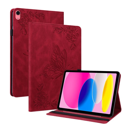 For iPad 2025 / 2022 Butterfly Flower Embossed Leather Tablet Case(Red) - iPad 2025 / 2022 Cases by buy2fix | Online Shopping UK | buy2fix