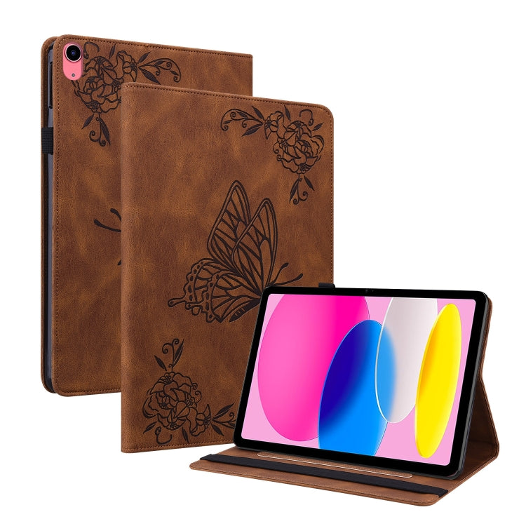 For iPad 2025 / 2022 Butterfly Flower Embossed Leather Tablet Case(Brown) - iPad 2025 / 2022 Cases by buy2fix | Online Shopping UK | buy2fix